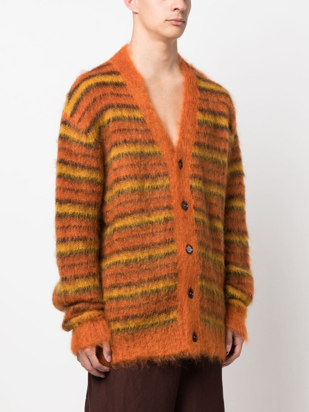 striped V-neck cardigan - 3