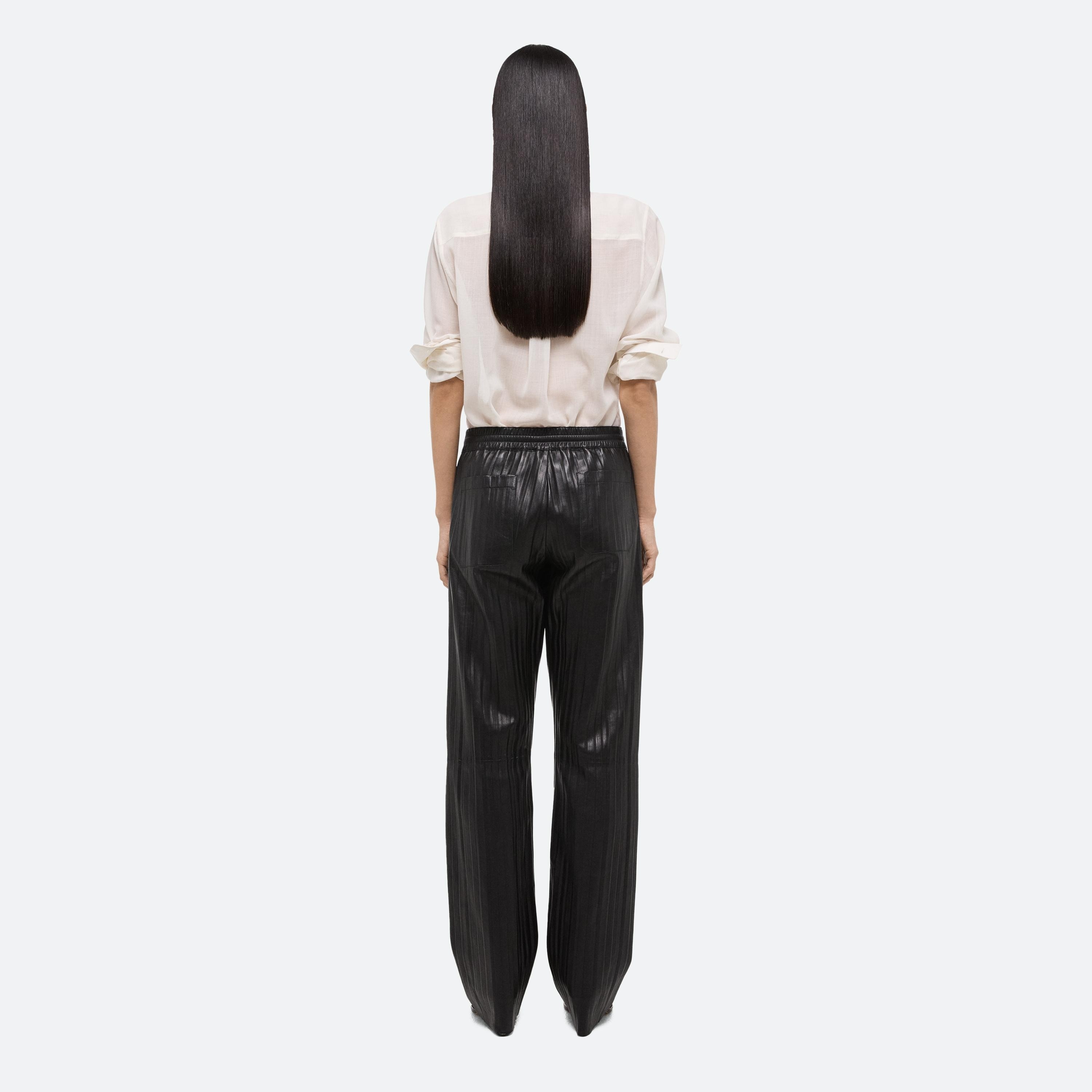PLEATED LEATHER CAR TROUSER - 5