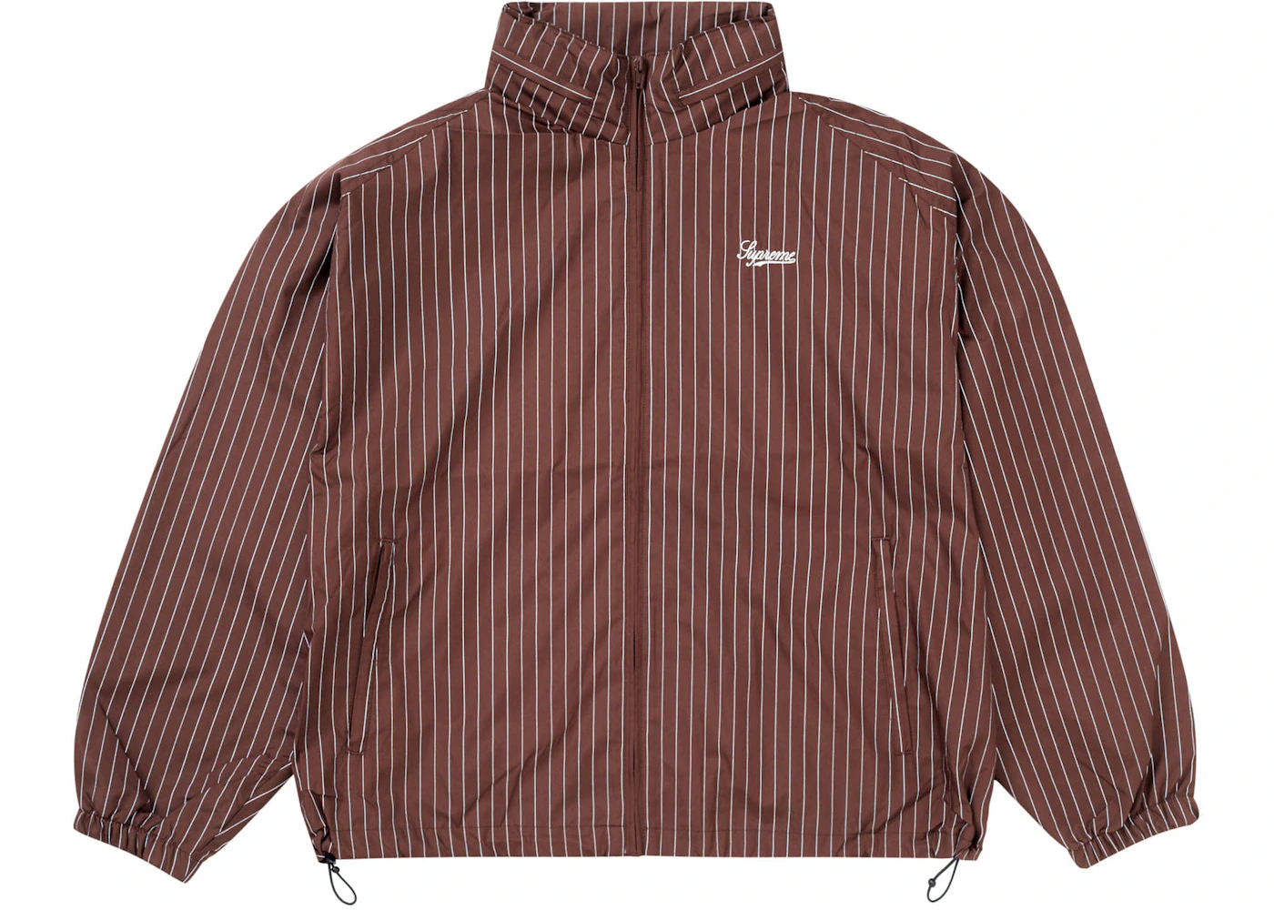 Supreme Reflective Pinstripe Track Jacket Brown - 1