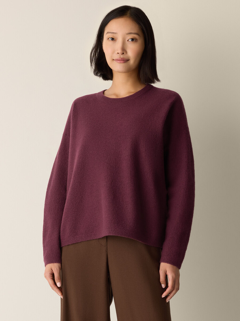 EILEEN FISHER Fine Felted Wool Crew Neck Top in Regenerative Wool outlook
