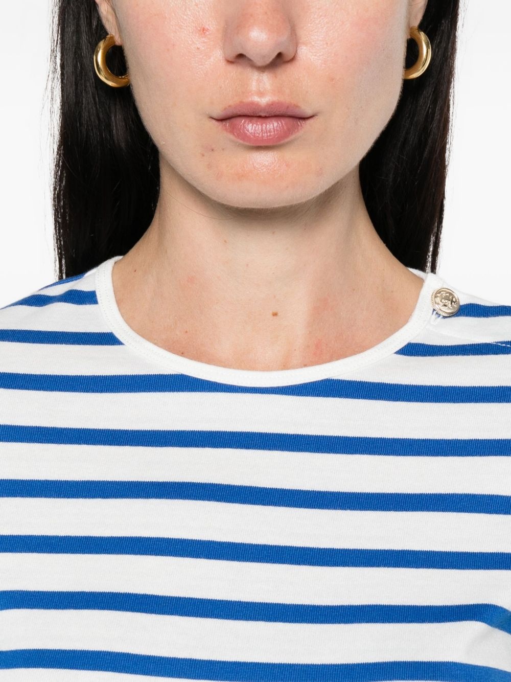 striped button-shoulder T-shirt - 5