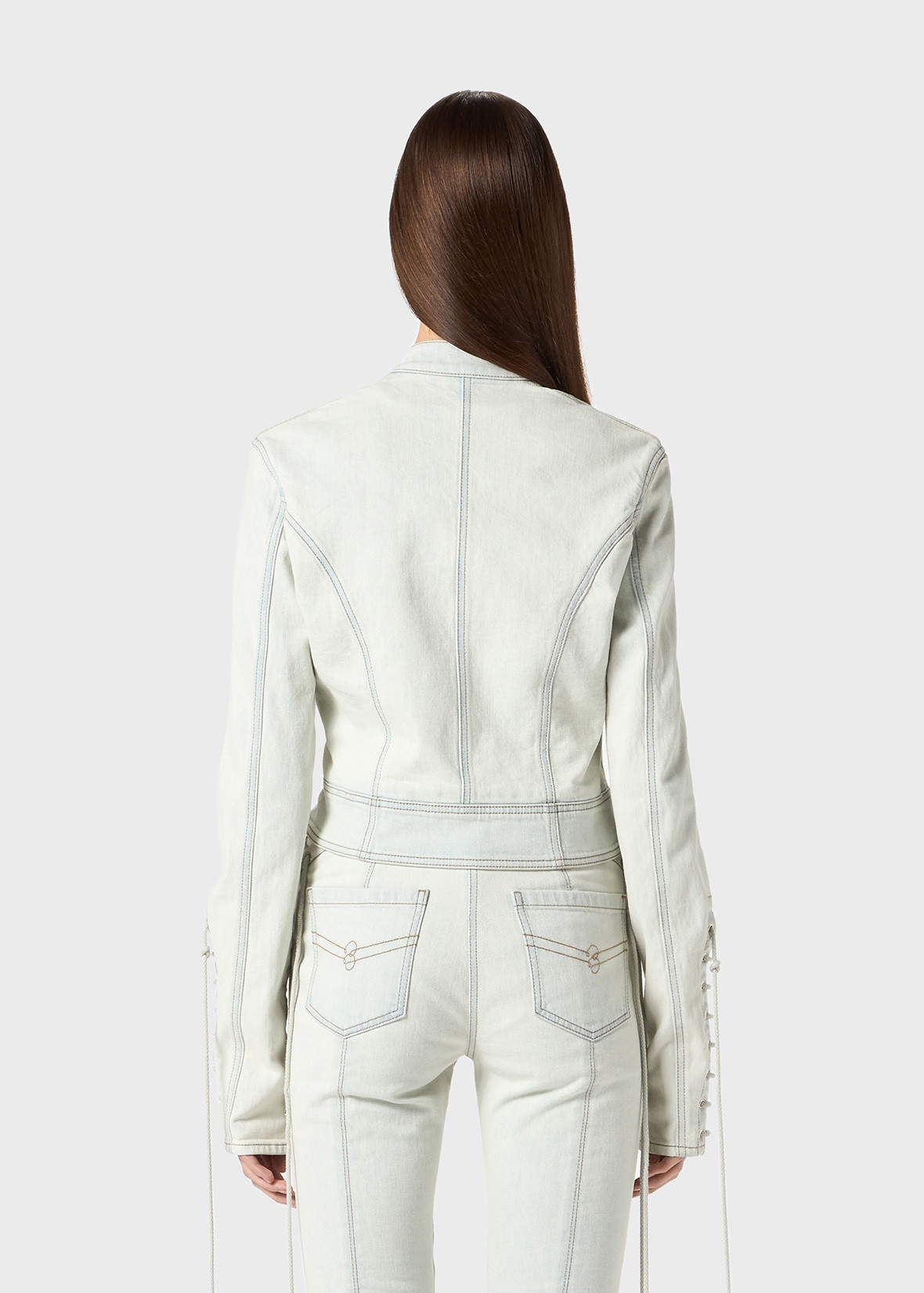 DENIM JACKET WITH EYELETS AND STRAPS - 4