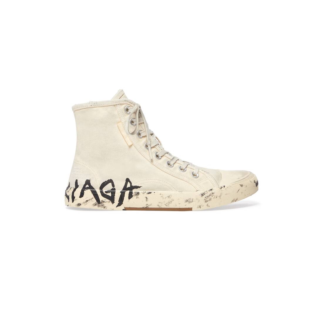 Men's Paris High Top Graffiti Sneaker in White - 1