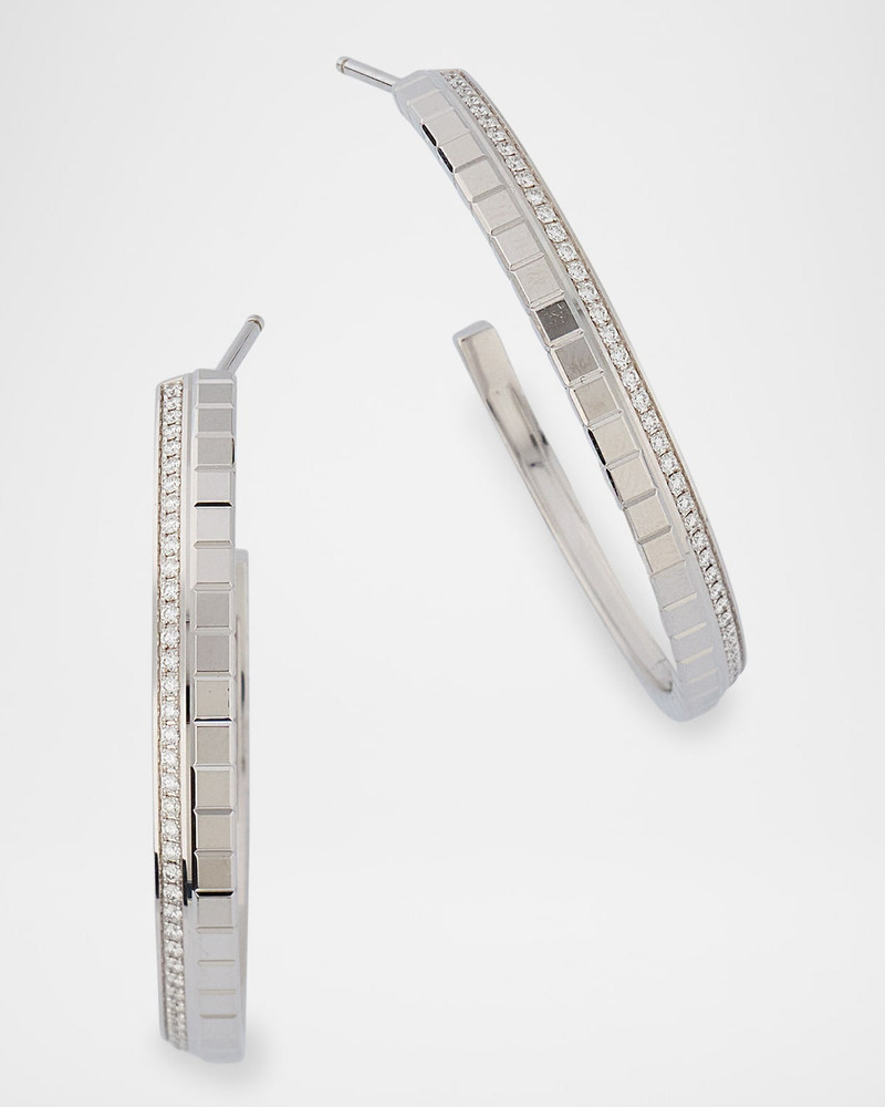 Ice Cube 18K White Gold Diamond Hoop Earrings 1