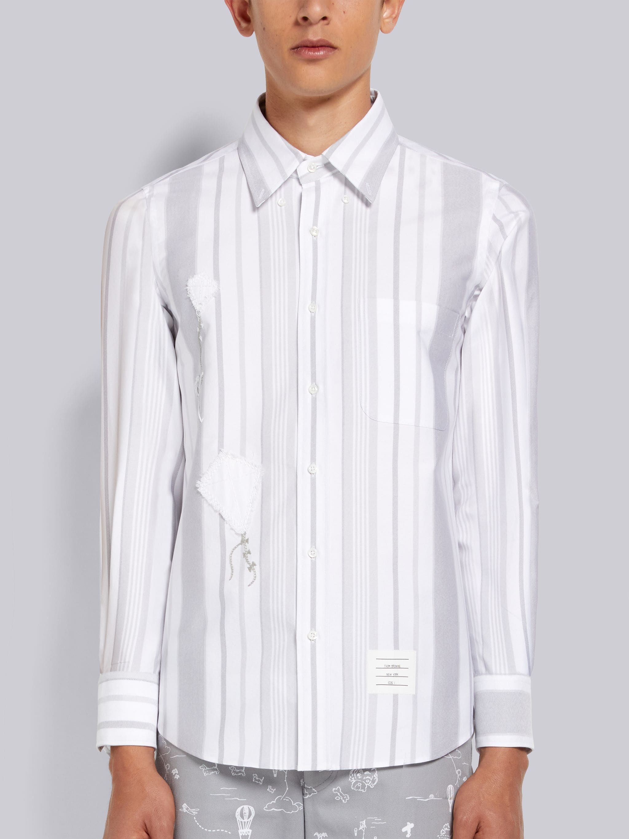 Medium Grey Patchwork Mr. Thom and Kite Straight Fit Shirt - 3