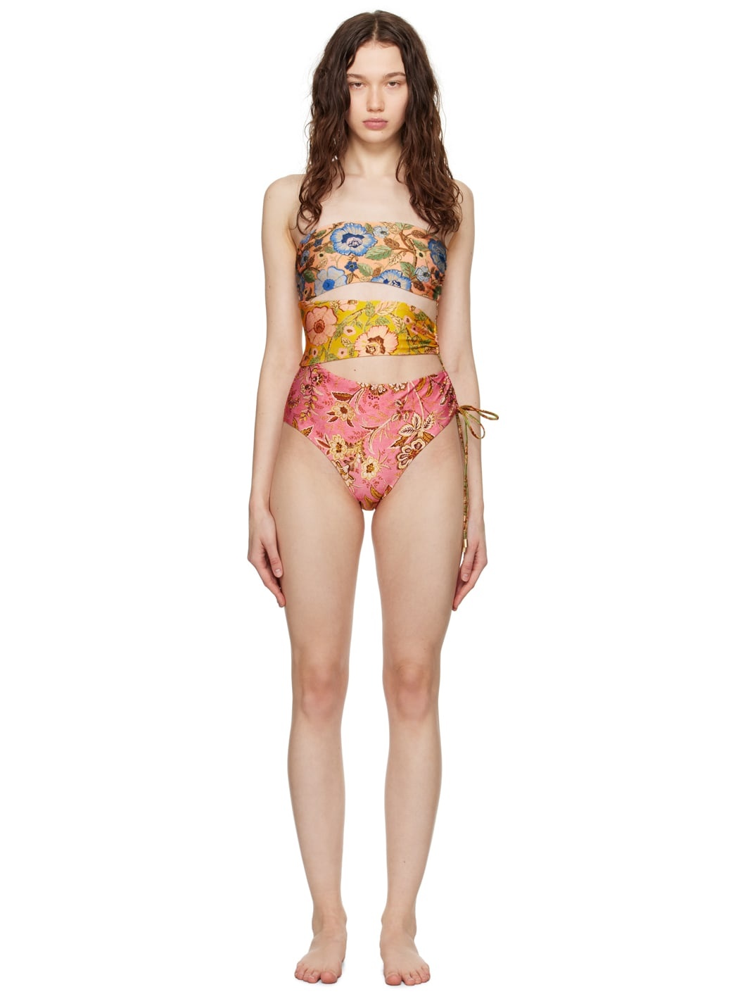 ワンピース水着 ZIMMERMANN Woman Swimsuit Pink 4371WSS252 RSE Zimmermann Lucky Plunge Flower One Piece in Rose