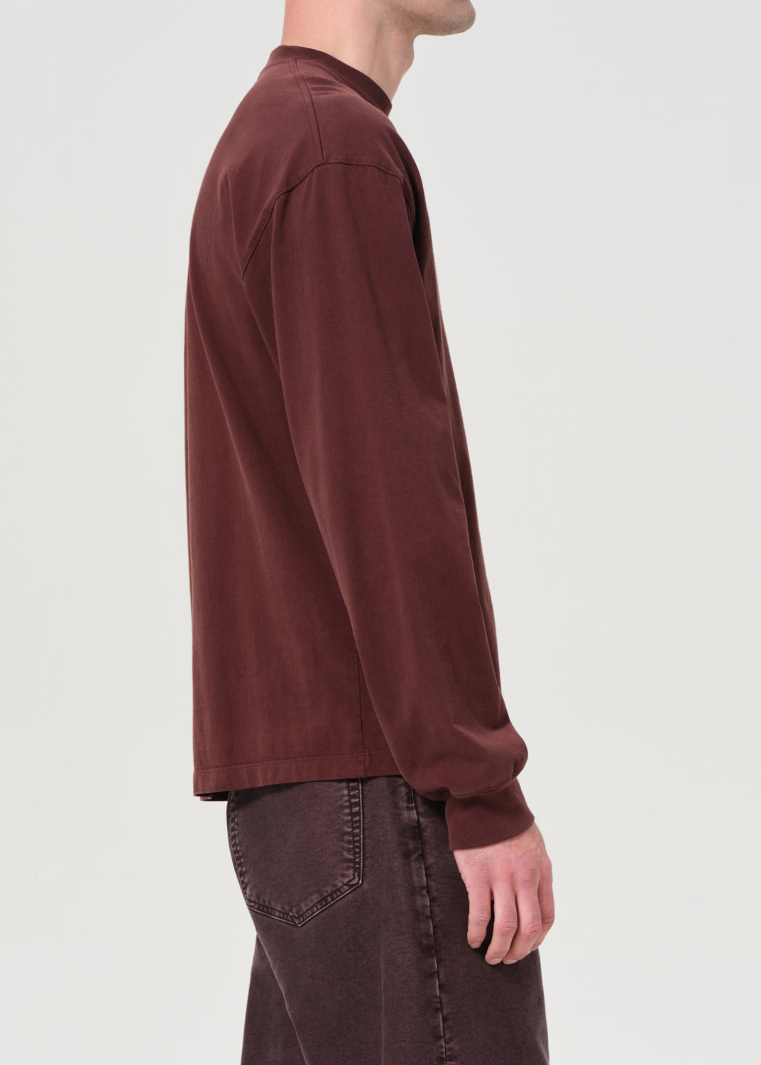 ASHA LONG SLEEVE MOCK NECK TEE IN BITTER ROOT - 4