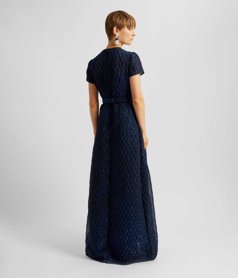 SHORT SLEEVE A-LINE EVENING GOWN 3