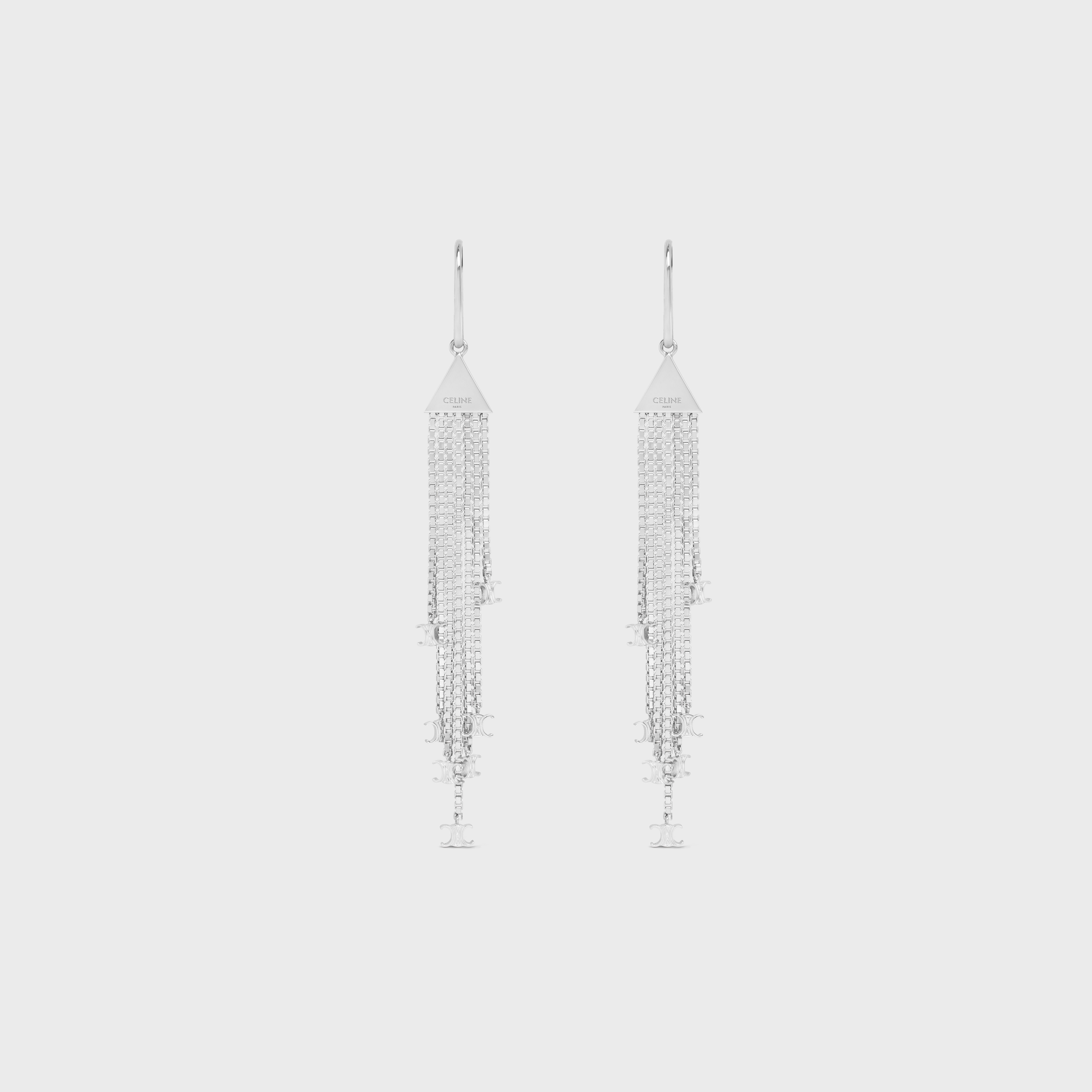 Triomphe Folk Fringe Earrings in Brass with Rhodium Finish - 1