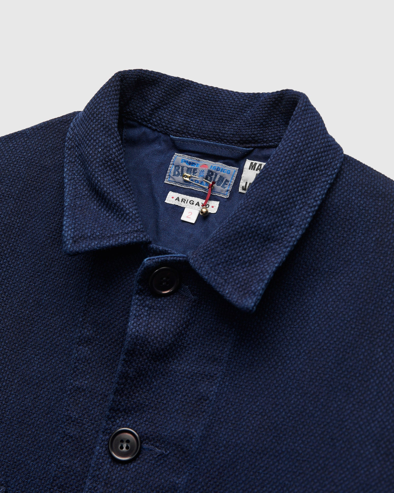 Double Cloth Sashiko Coverall Jacket in Pure Indigo - 4