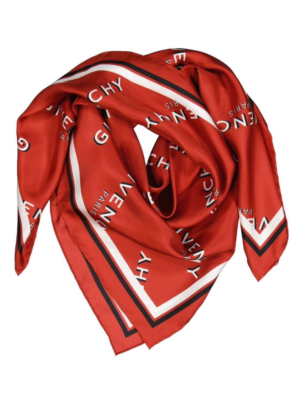 logo-lettering silk scarf - 3