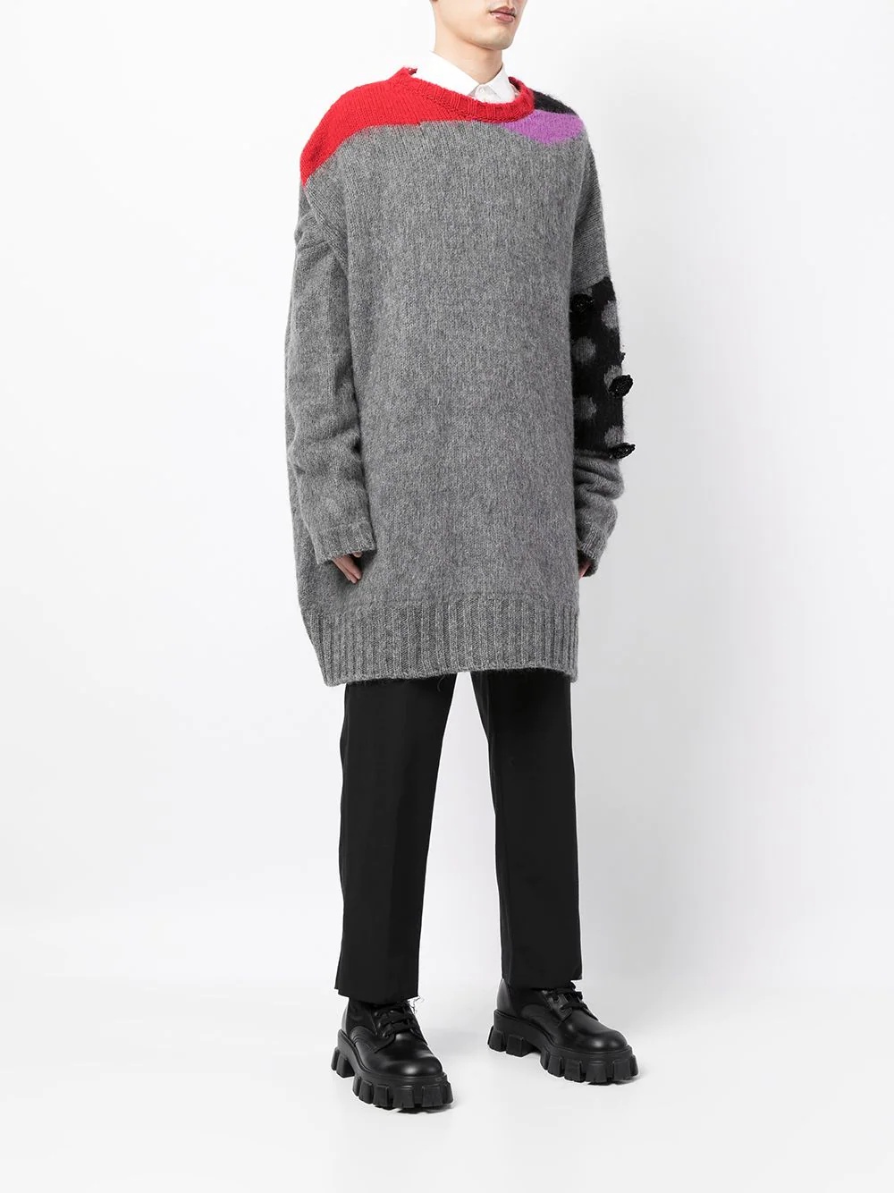 panelled oversized knitted jumper - 4