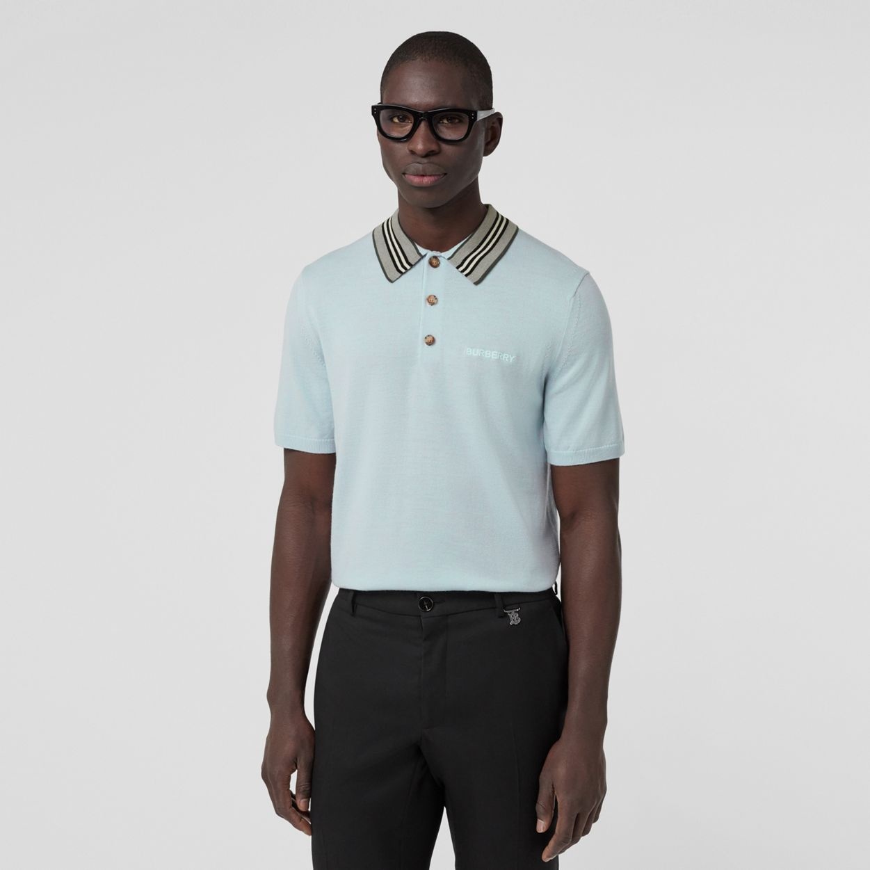 Icon Stripe Detail Wool Polo Shirt - 5