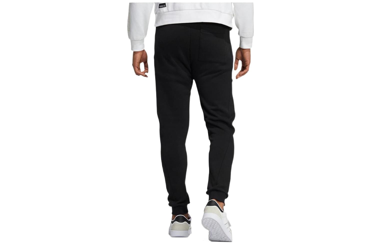 Men's adidas neo Solid Color Sports Casual Joggers/Pants/Trousers Black H45196 - 2