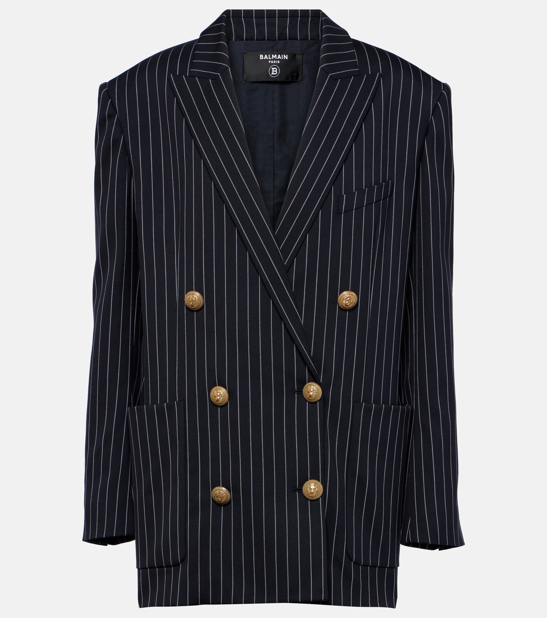 Balmain Collarless 8-Button Tweed Blazer Jacket