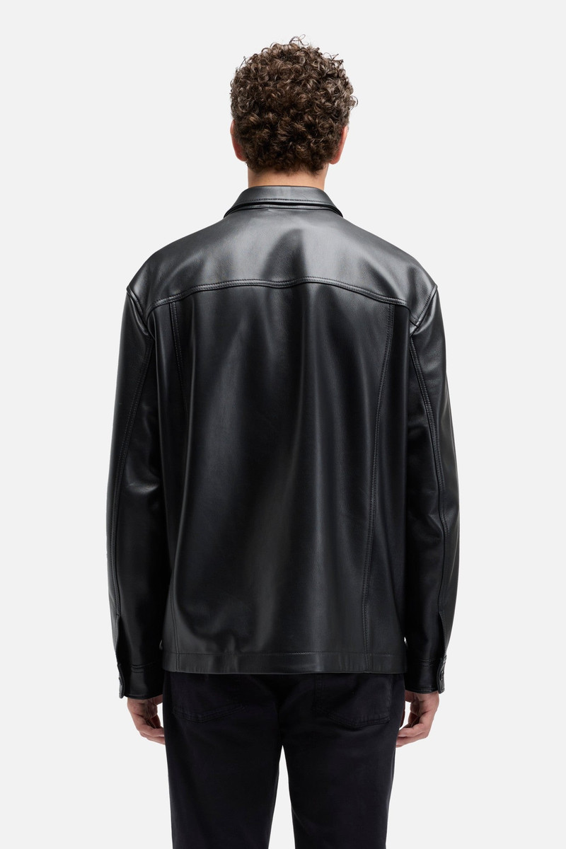 Leather Overshirt in Black 5