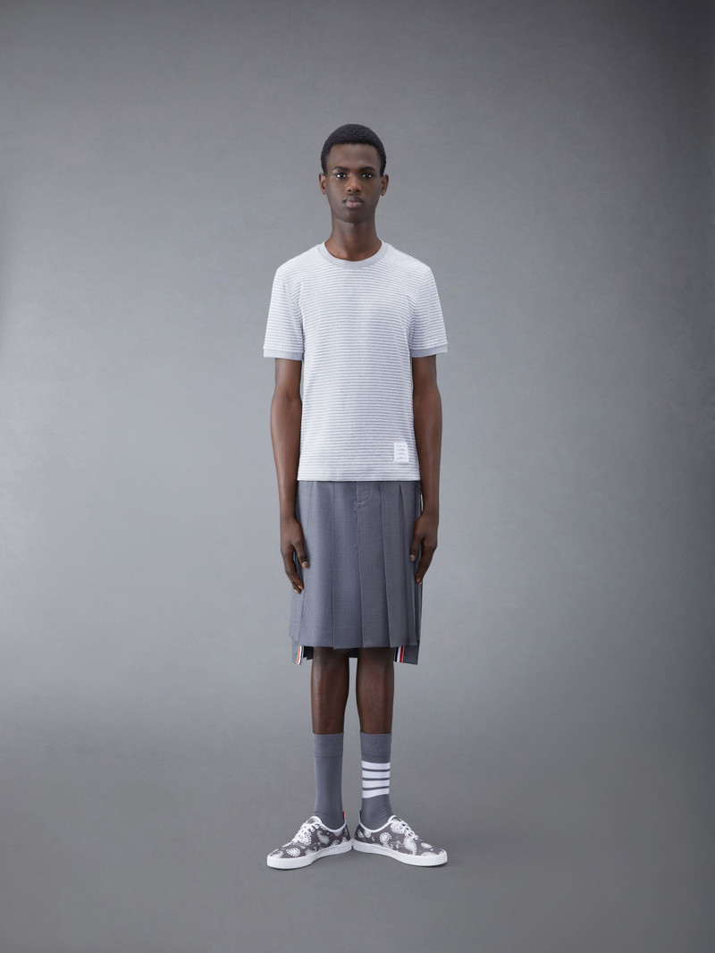 Pinstripe Micro Waffle Rib Cuff Tee 3