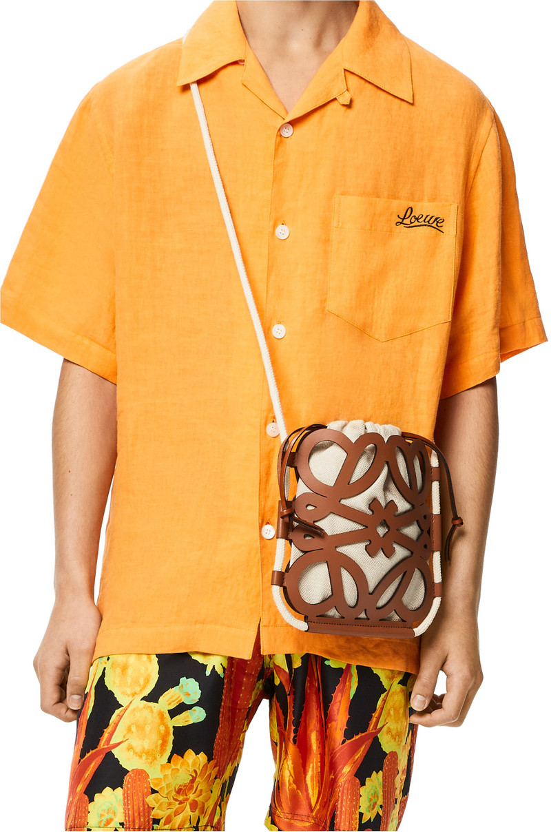 Loewe Anagram cut-out crossbody in classic calfskin and canvas outlook