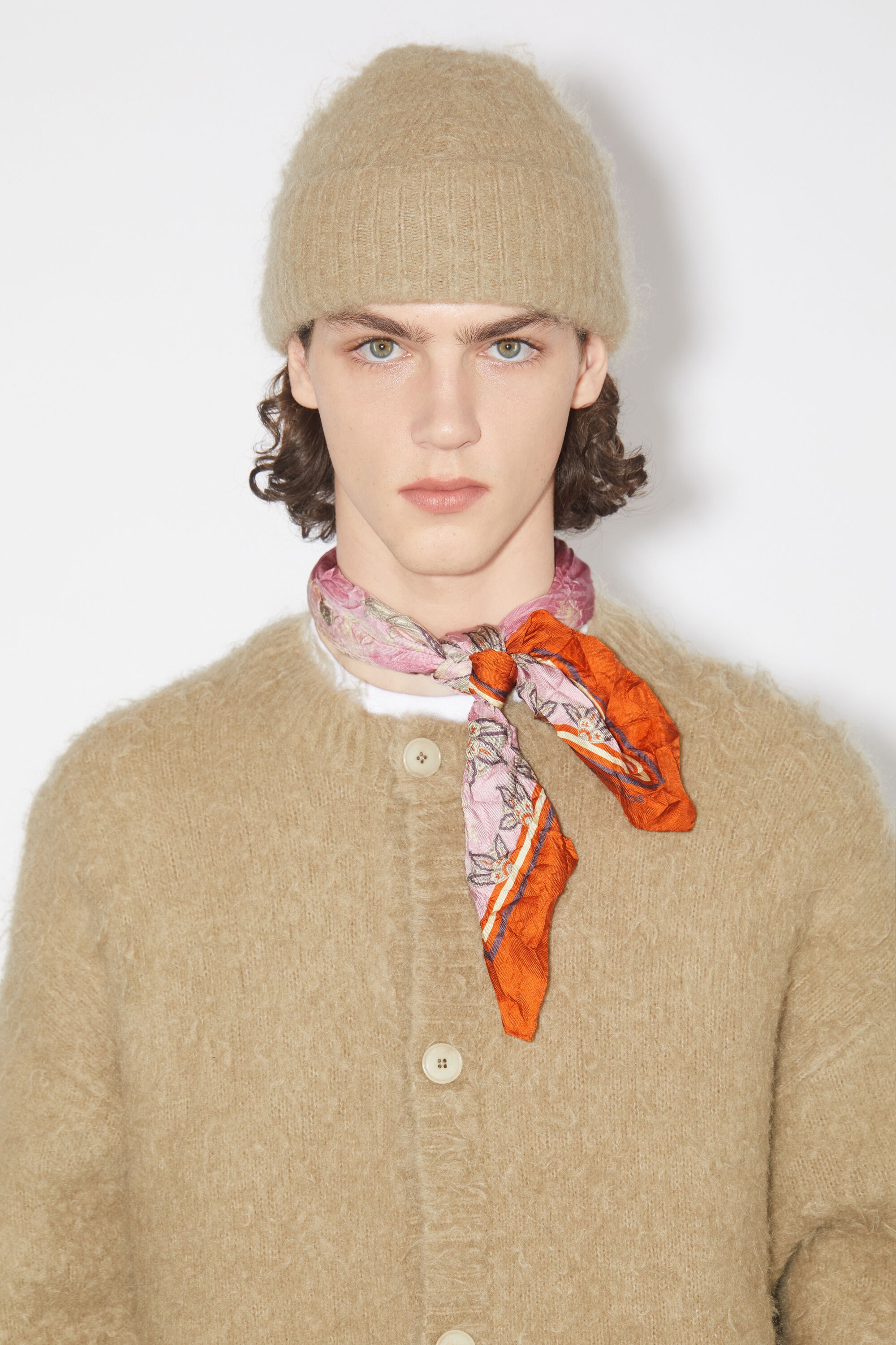 Printed silk scarf - Bright orange - 3
