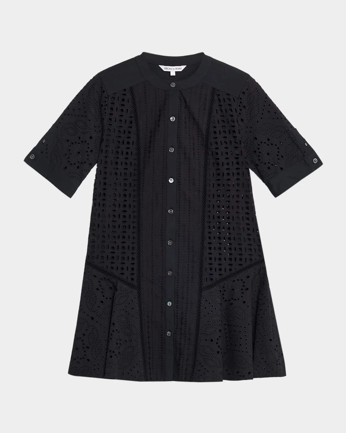 Dara Short-Sleeve Cotton Eyelet Mini Dress - 1