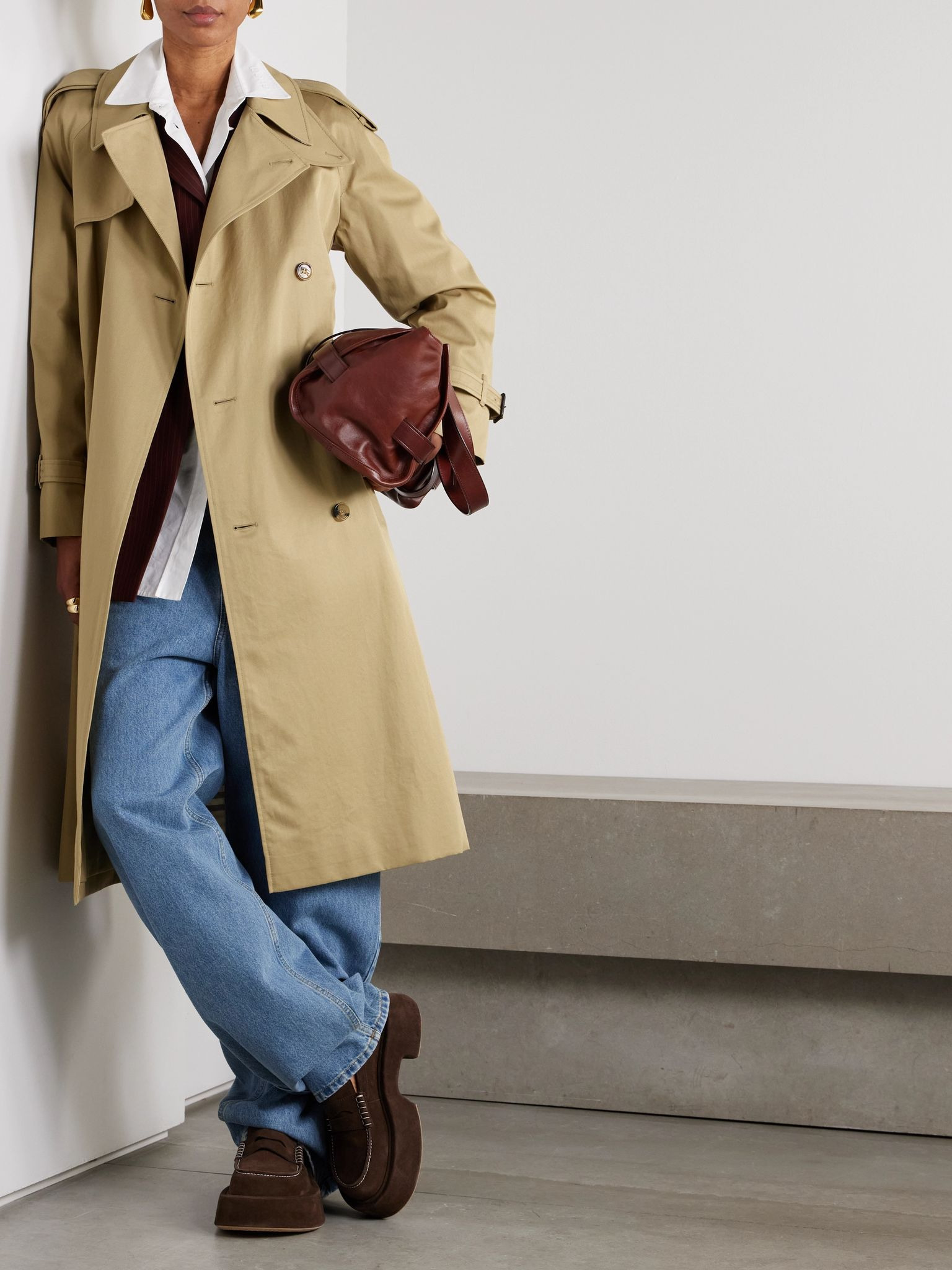 Castleford double-breasted cotton-gabardine trench coat Beige - 2