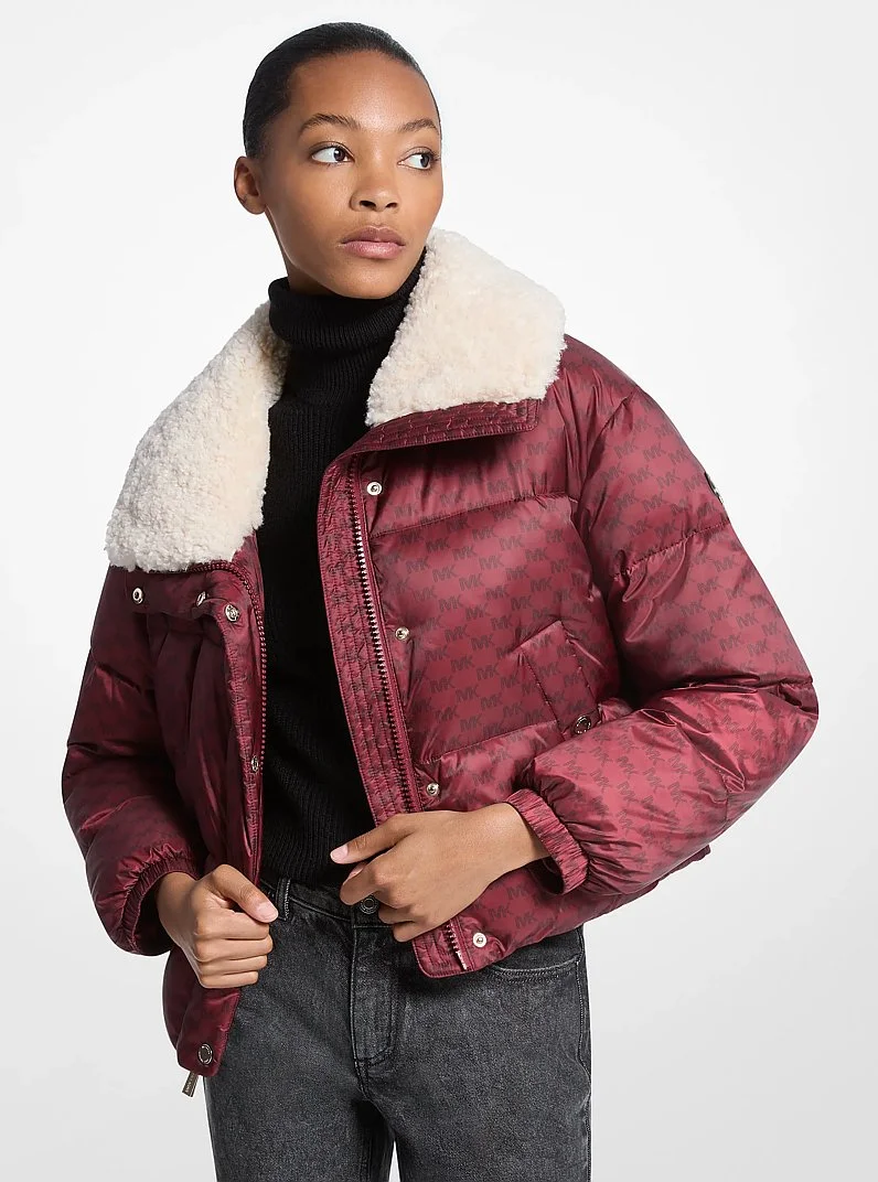 Logo Print and Sherpa Puffer Jacket - 1