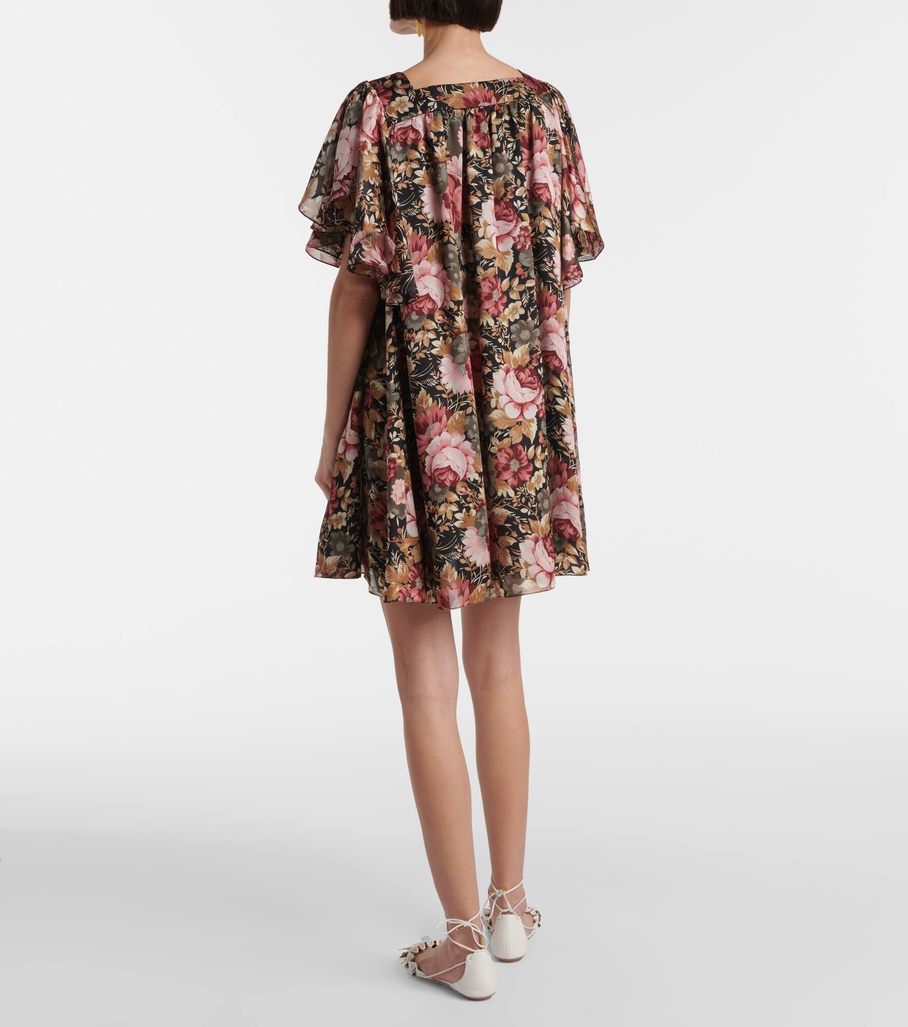 Floral silk chiffon minidress - 3