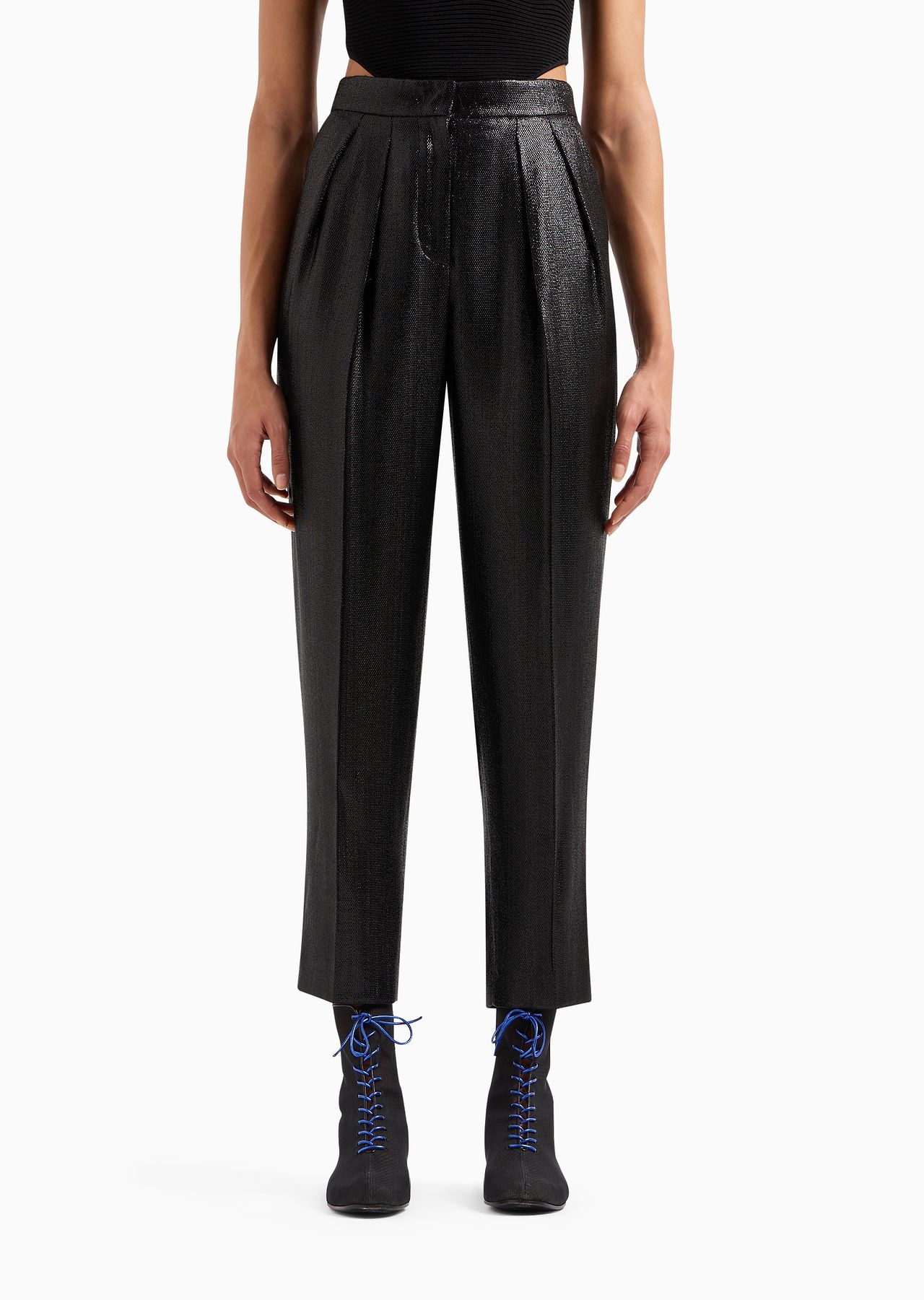 High-waisted trousers in fluid armure lurex - 2