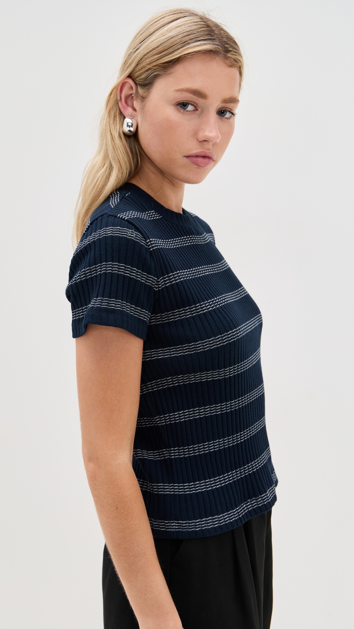 Striped Short Sleeve Crew Top - 3