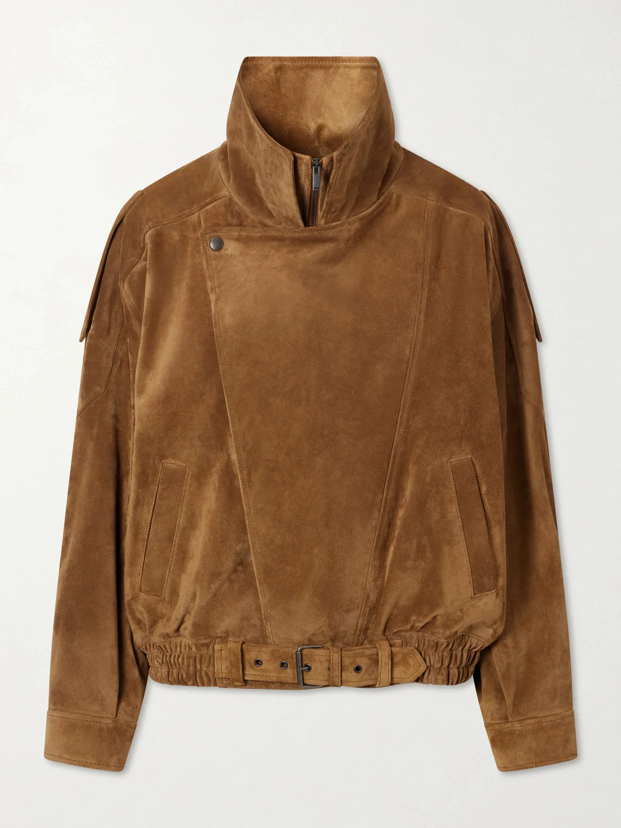 Paneled Suede Bomber Jacket - 1