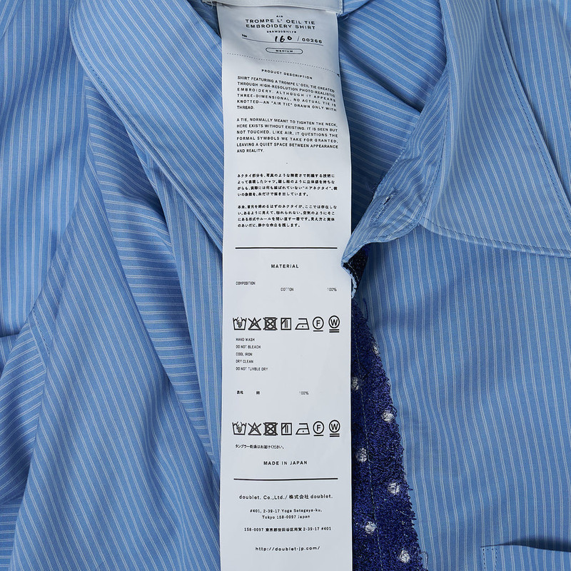 Trompe L'Oeil Tie Embroidery Long Sleeve Shirt 3
