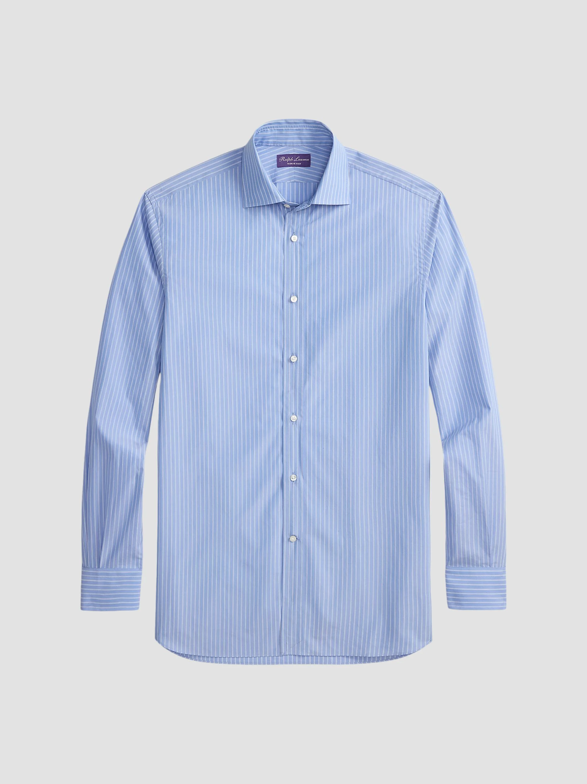 Men's Aston Striped Cotton Dress Shirt - Blue - 1
