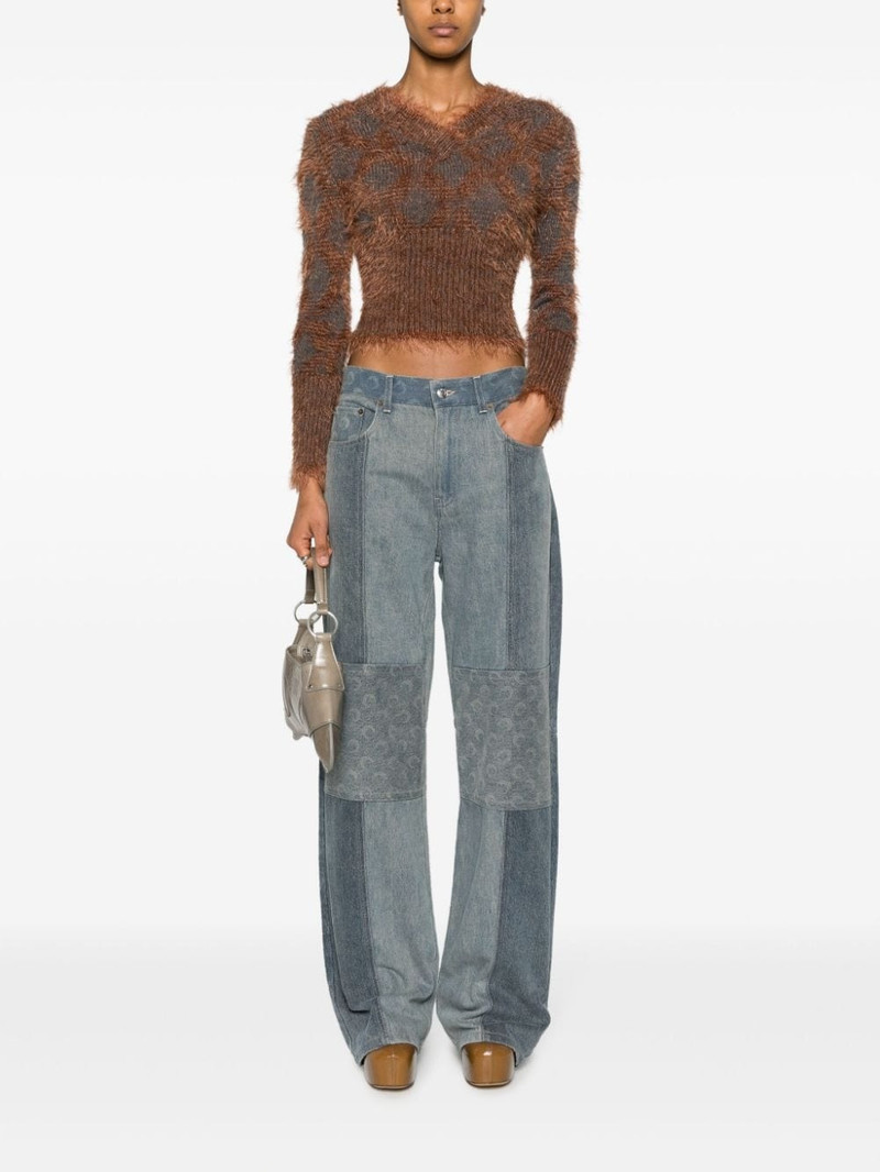 Marine Serre Regenerated denim low-rise wide-leg jeans outlook