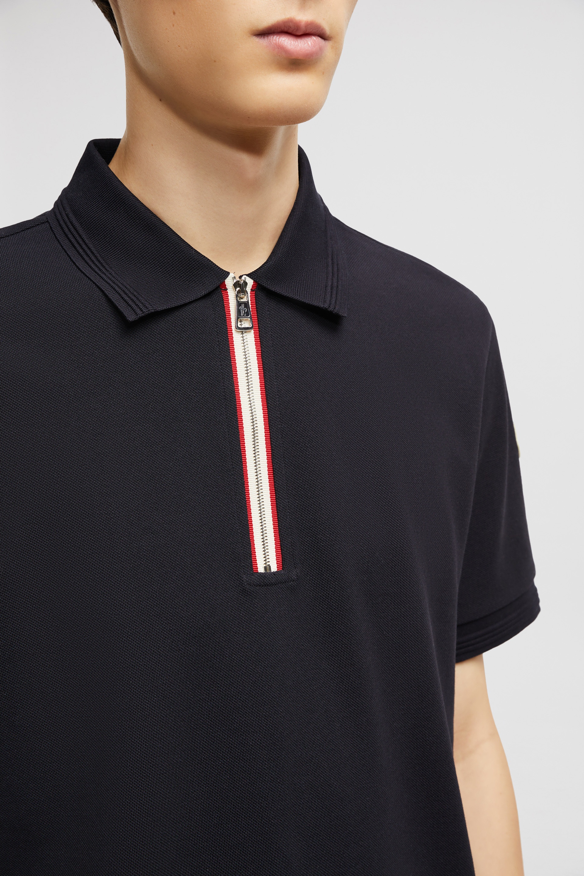 Tricolor Trim Cotton Piquet Polo Shirt - 6