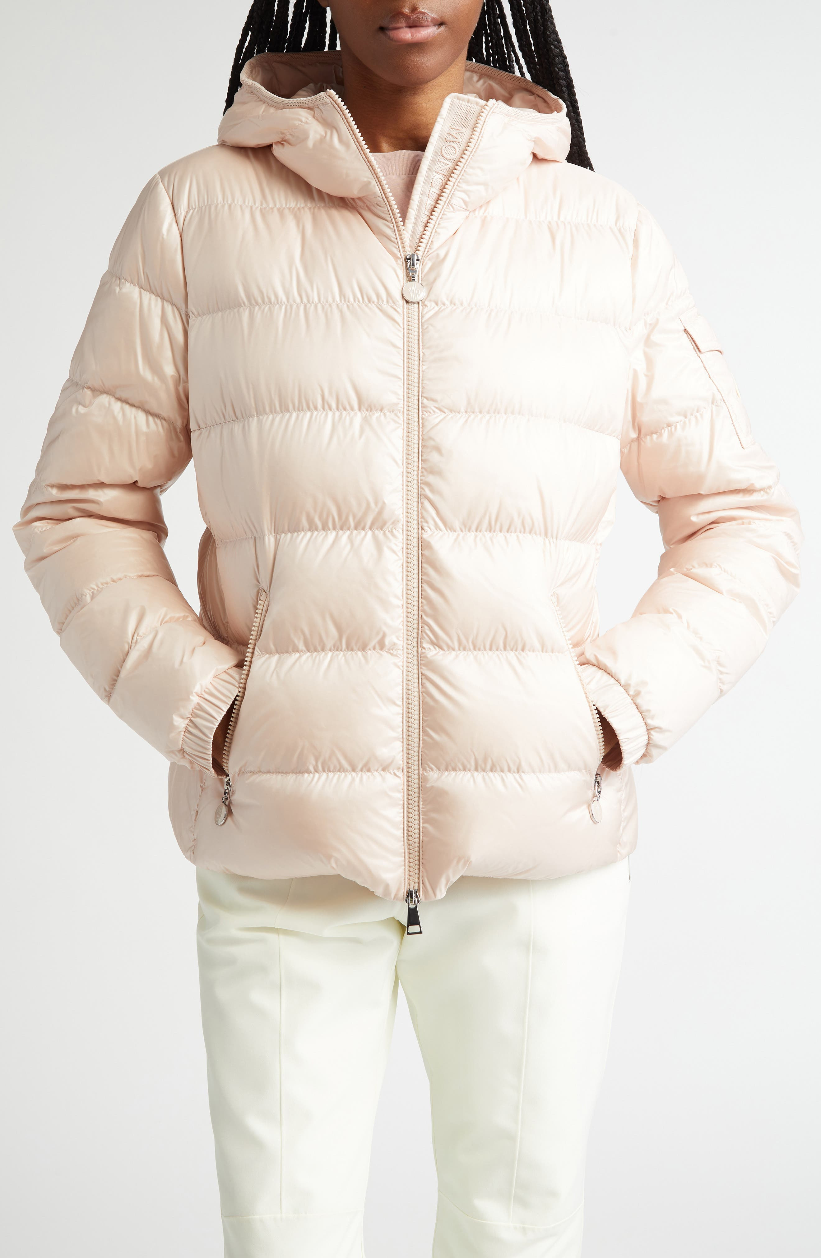 Moncler Gles Hooded Down Jacket in Pink at Nordstrom - 1