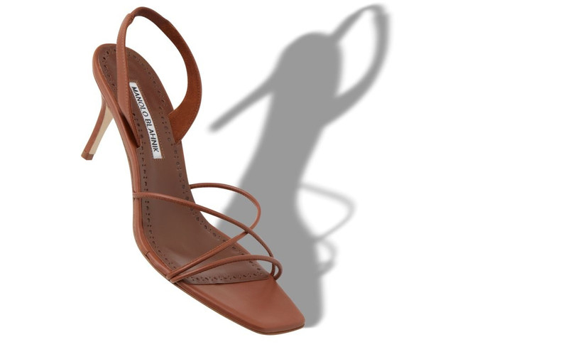 Manolo Blahnik Brown Nappa Leather Slingback Sandals outlook