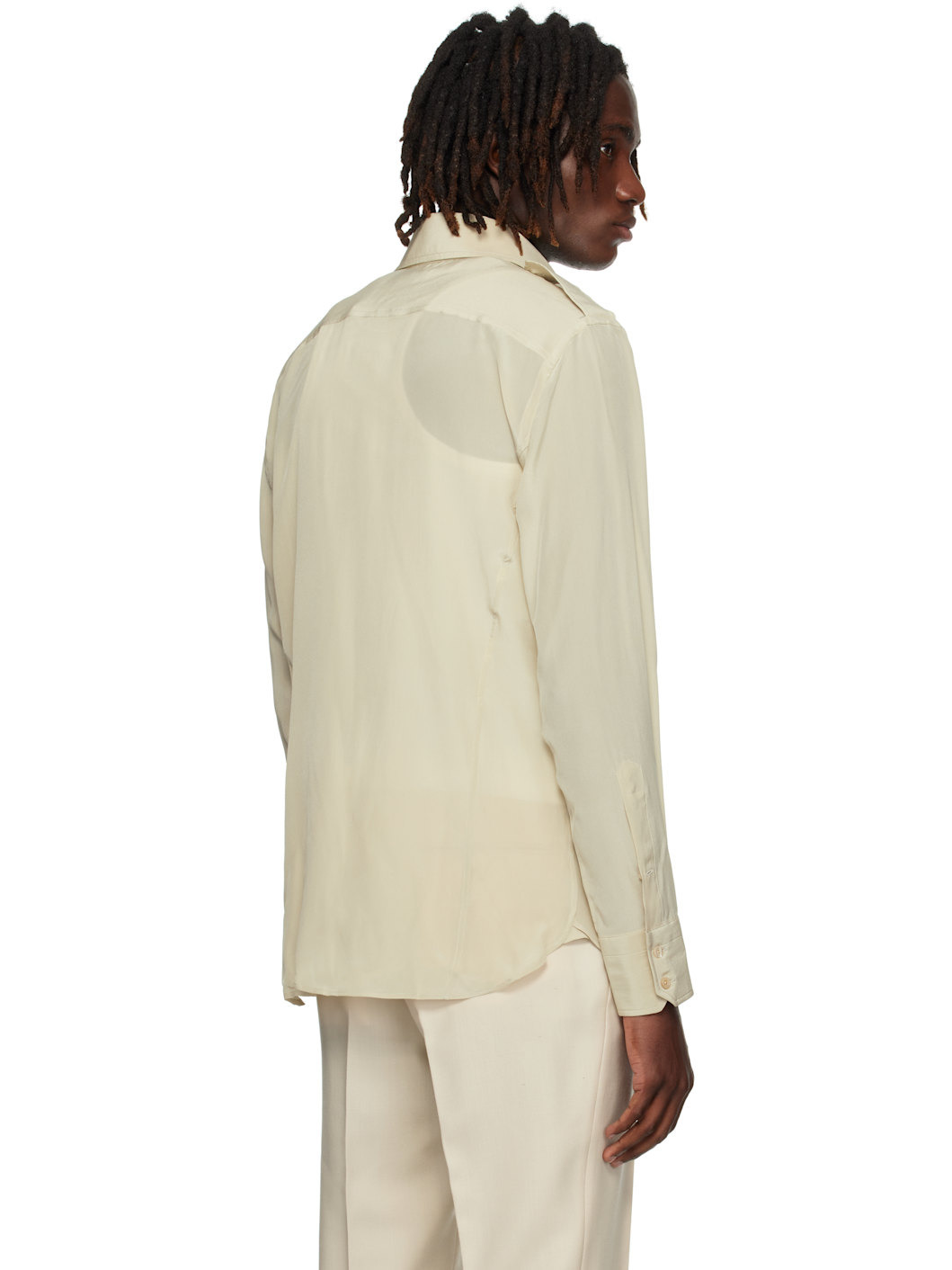 Beige Silk Shirt - 3