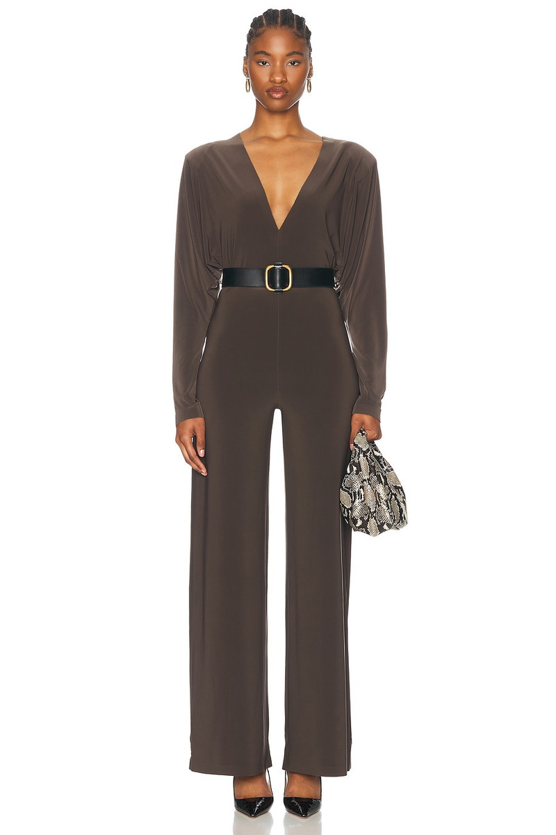 NORMA KAMALI Dolman V Neck Shoulder Pad Jumpsuit outlook