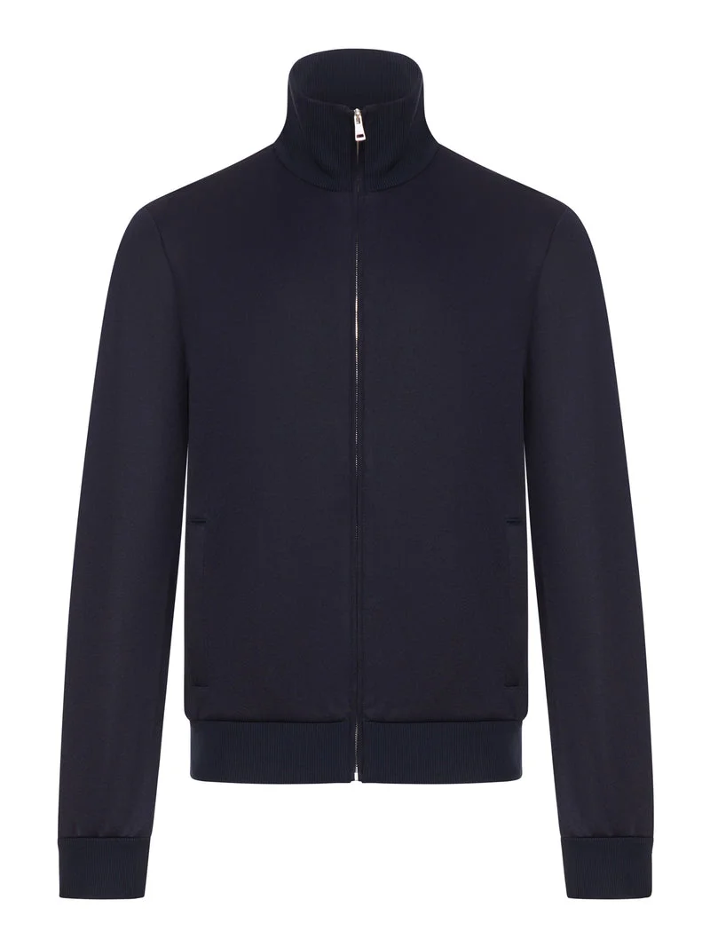 Gucci Men Technical Jersey Jacket With Zip And Web Tape - 1