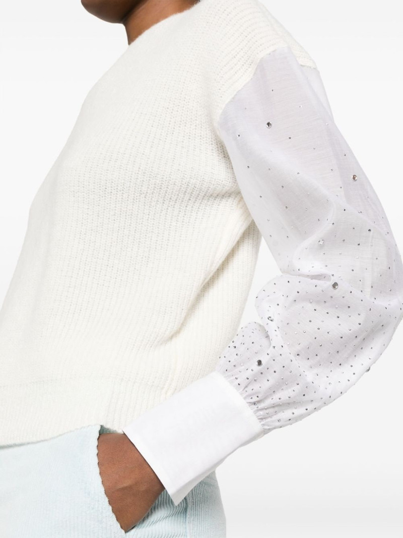 sheer-sleeve knitted jumper 5