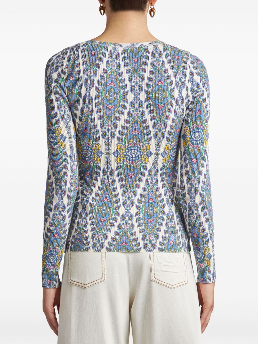 paisley-print fine-knit sweater - 4