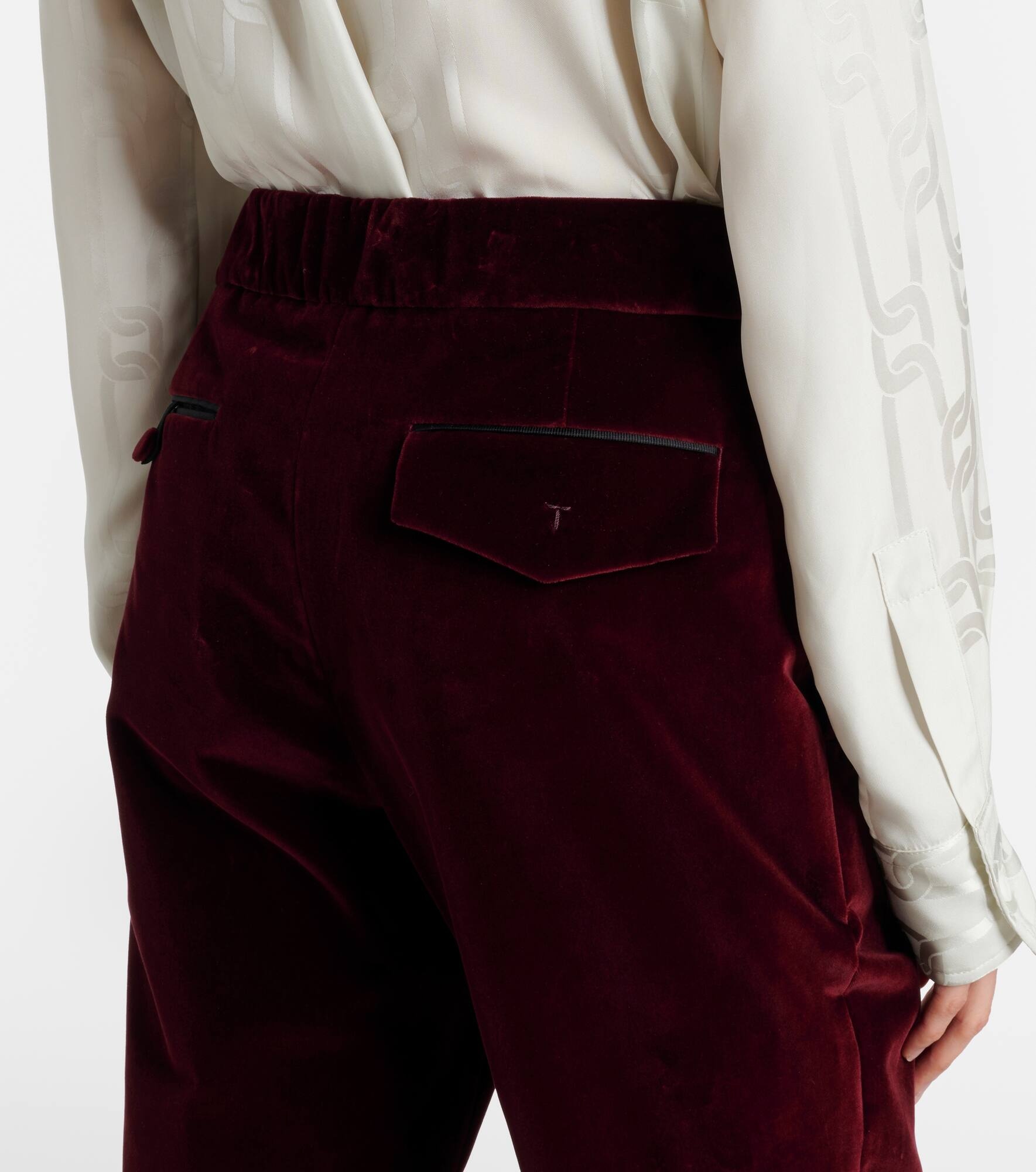 High-rise cotton velvet flared pants - 5