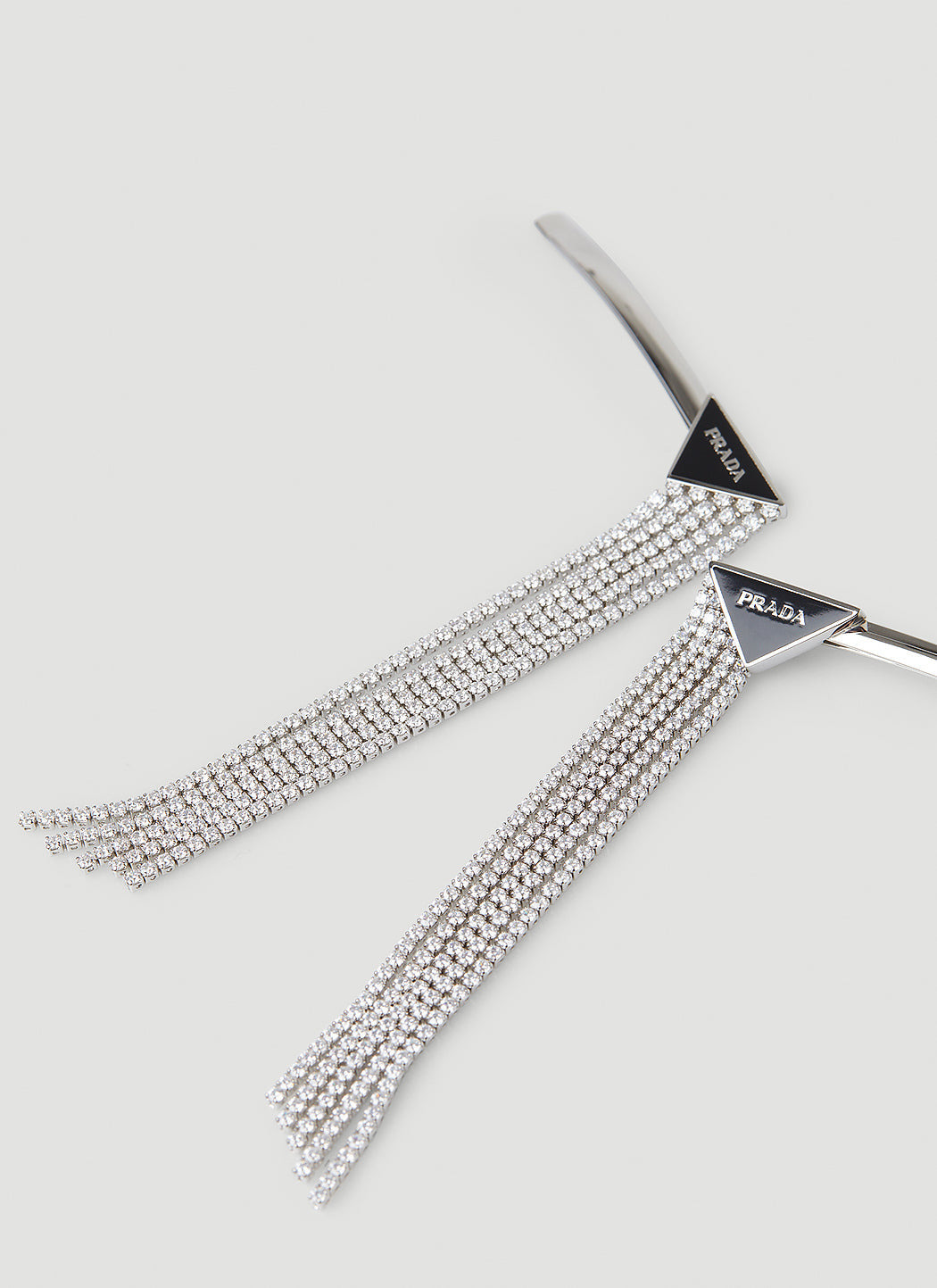 Prada Women Set Of Two Logo Plaque Crystal Hair Slides - 2