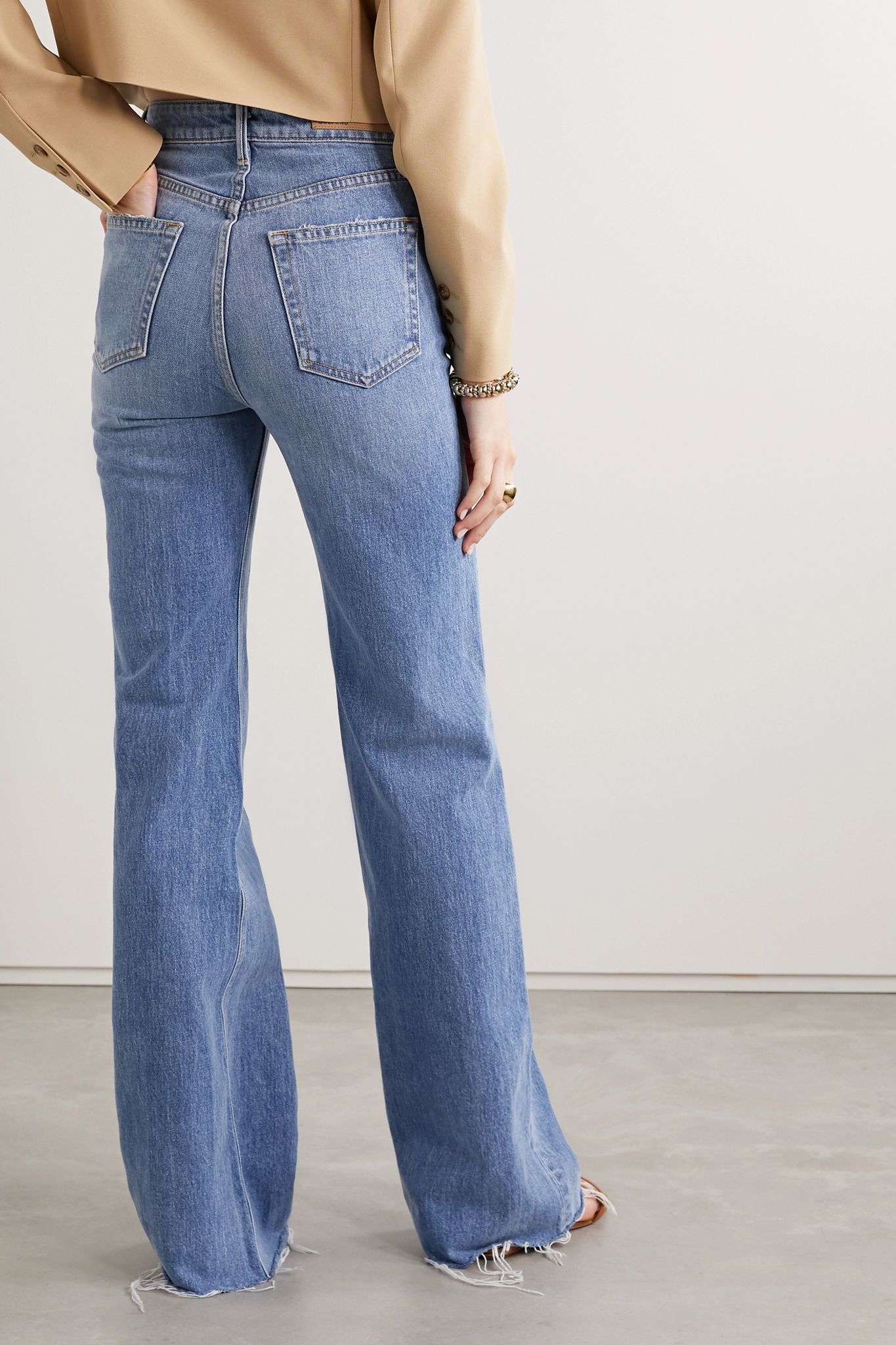 Carla frayed high-rise wide-leg jeans - 4