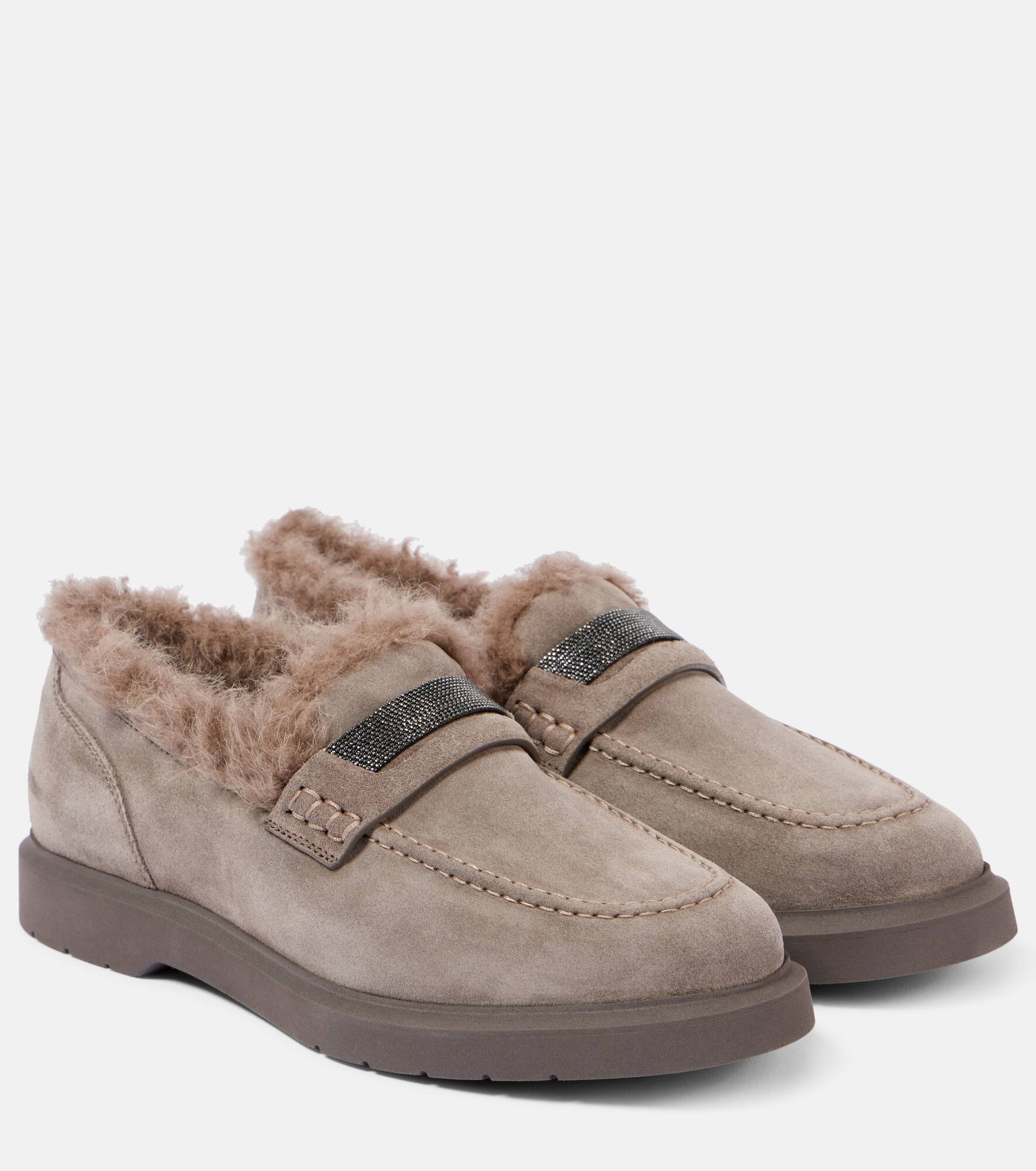 Monili shearling-lined suede loafers - 1
