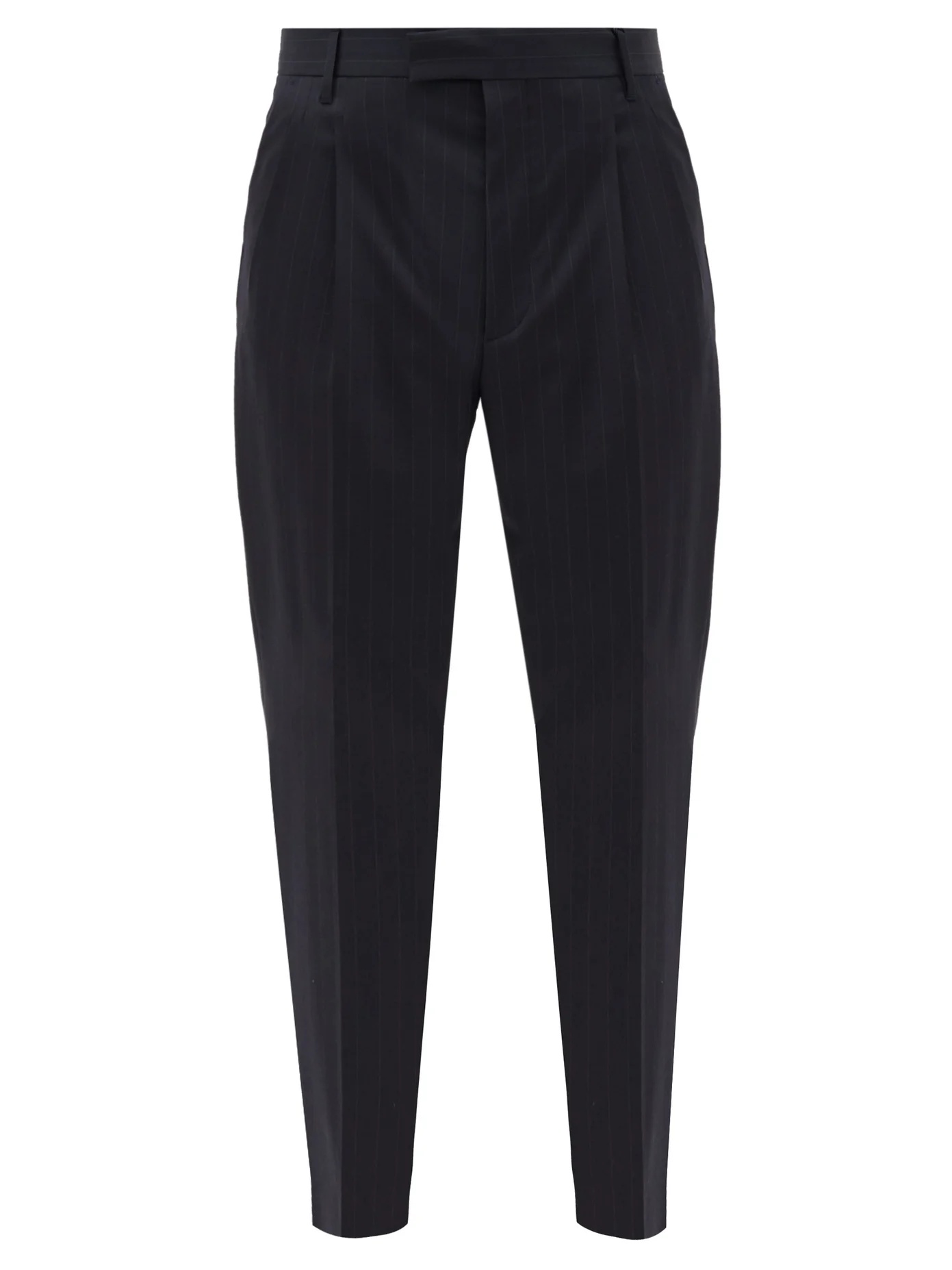 Pinstriped wool-blend slim-leg trousers - 1