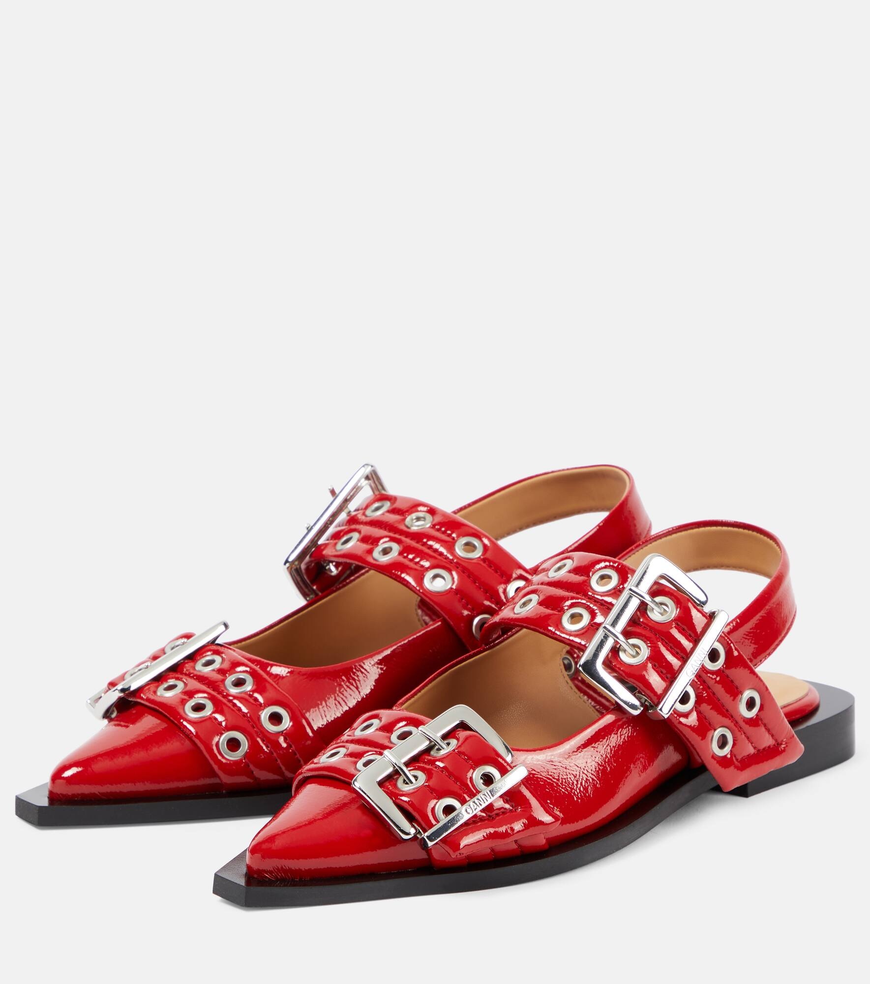 Faux leather slingback flats - 5