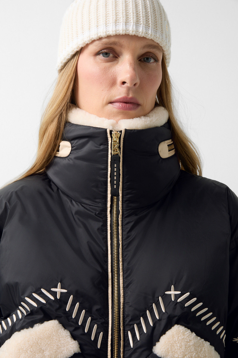 Amie down ski jacket in Black/cream 5