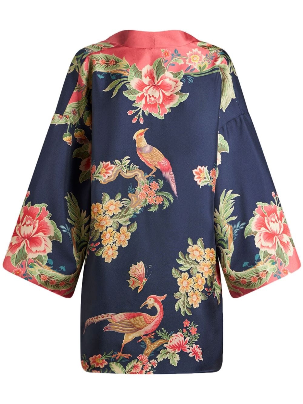 floral-print twill silk dress - 1