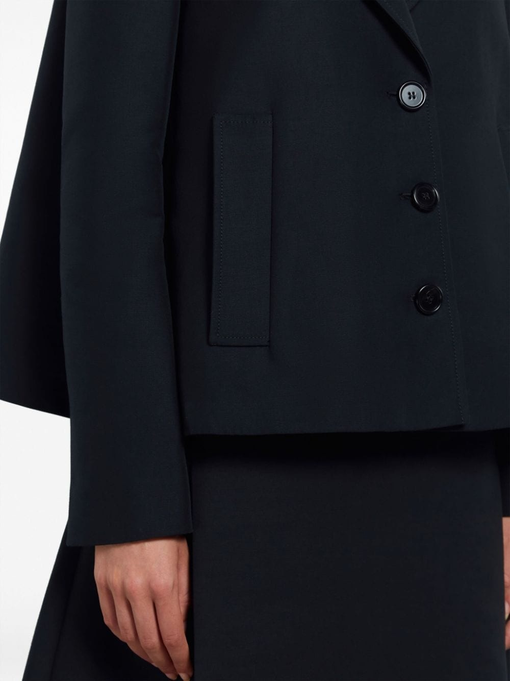 single-breasted cotton cropped blazer - 6